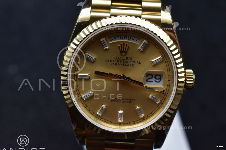 Best Gold President 694 DayDate Diamond Steel YG Stick vr3255 (Gain Dial Edition 36 Durable Weight) with QF V5 Bracelet 904L on 0713